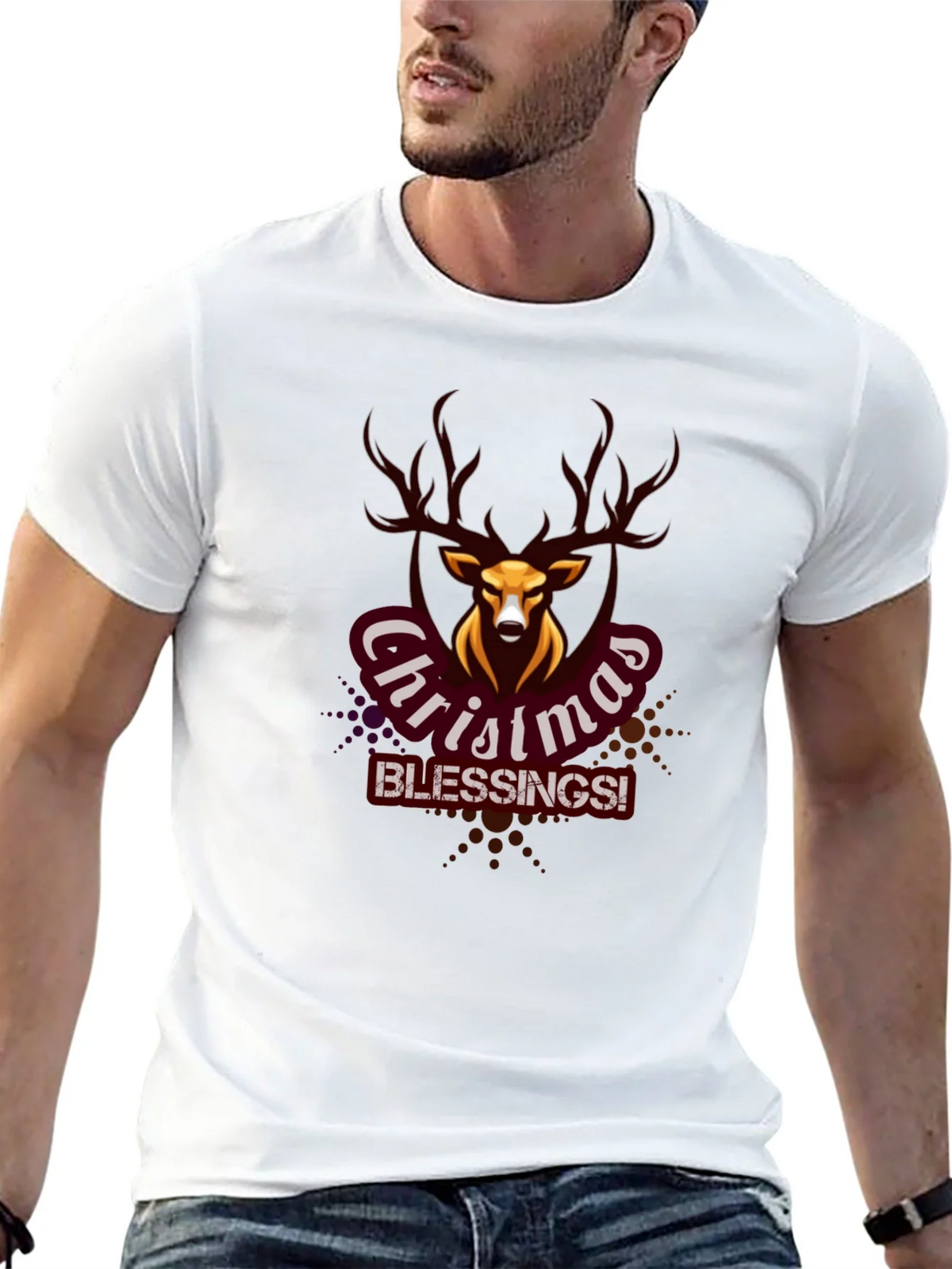 Christmas Blessings Deer Graphic Tee product image 7