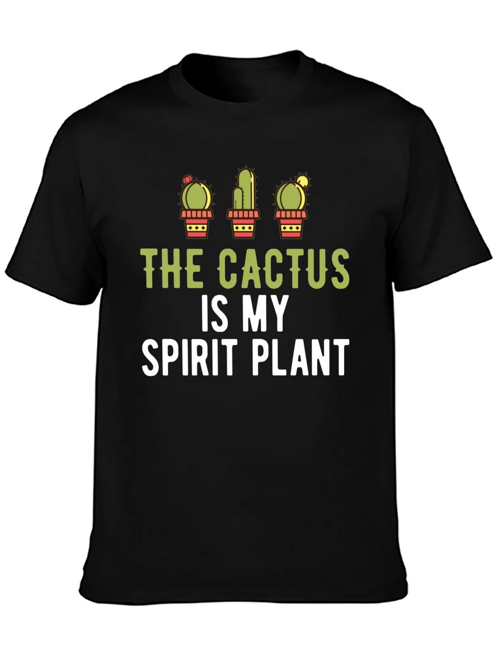 Cactus Spirit Plant Graphic Tee - Black Cotton product image 3