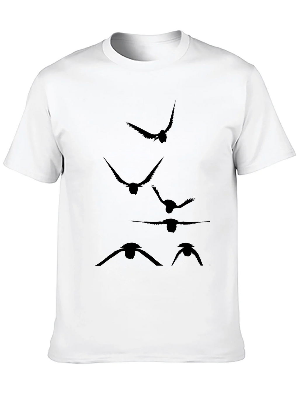 Mens Black T-Shirt with Flying Bird Silhouette Design product image 9