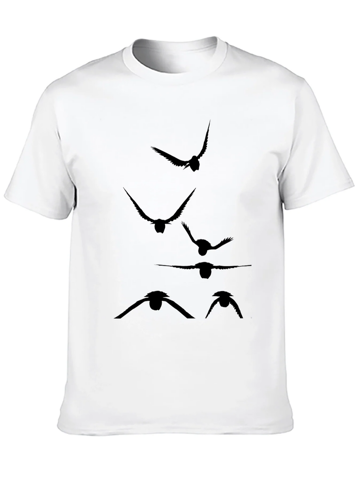Mens Black T-Shirt with Flying Bird Silhouette Design product image 9