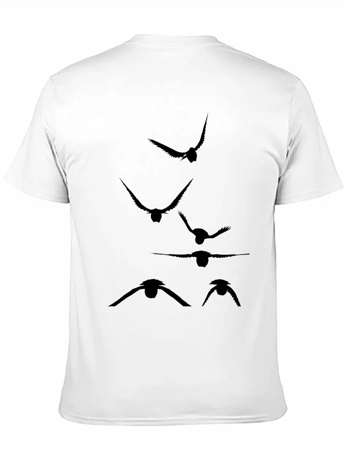 Mens Black T-Shirt with Flying Bird Silhouette Design product image 10