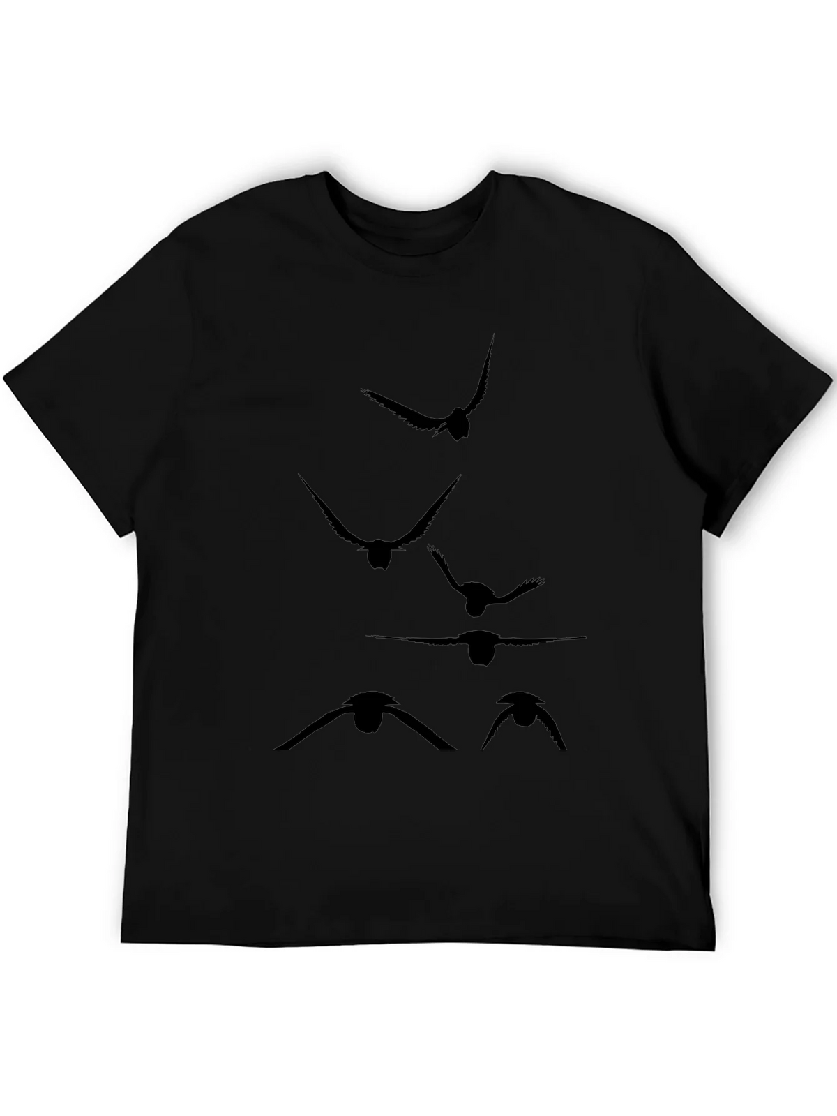 Mens Black T-Shirt with Flying Bird Silhouette Design product image 5
