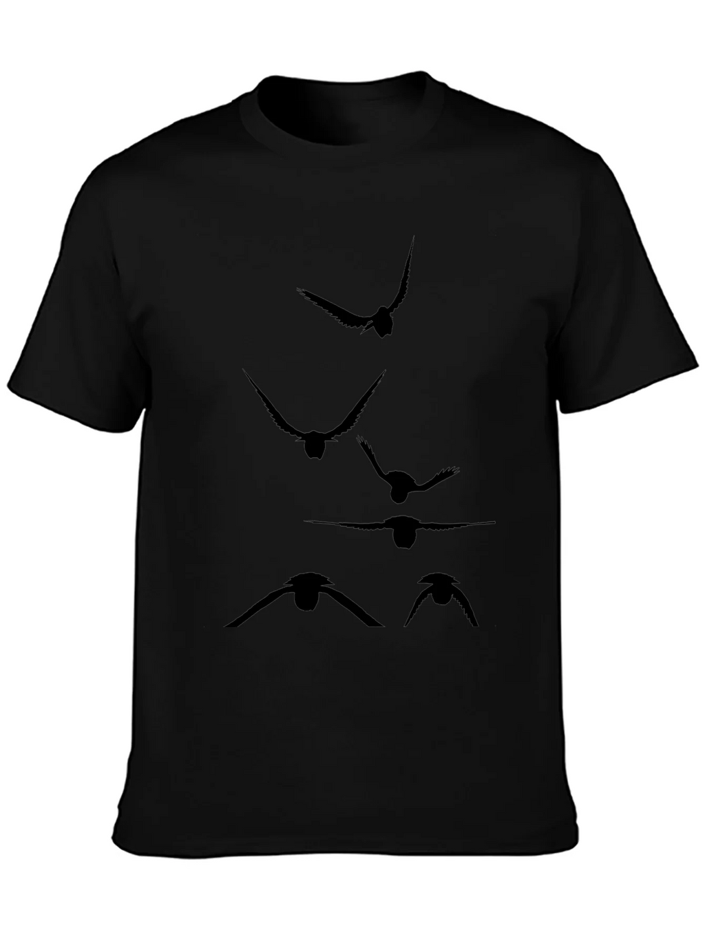 Mens Black T-Shirt with Flying Bird Silhouette Design product image 3