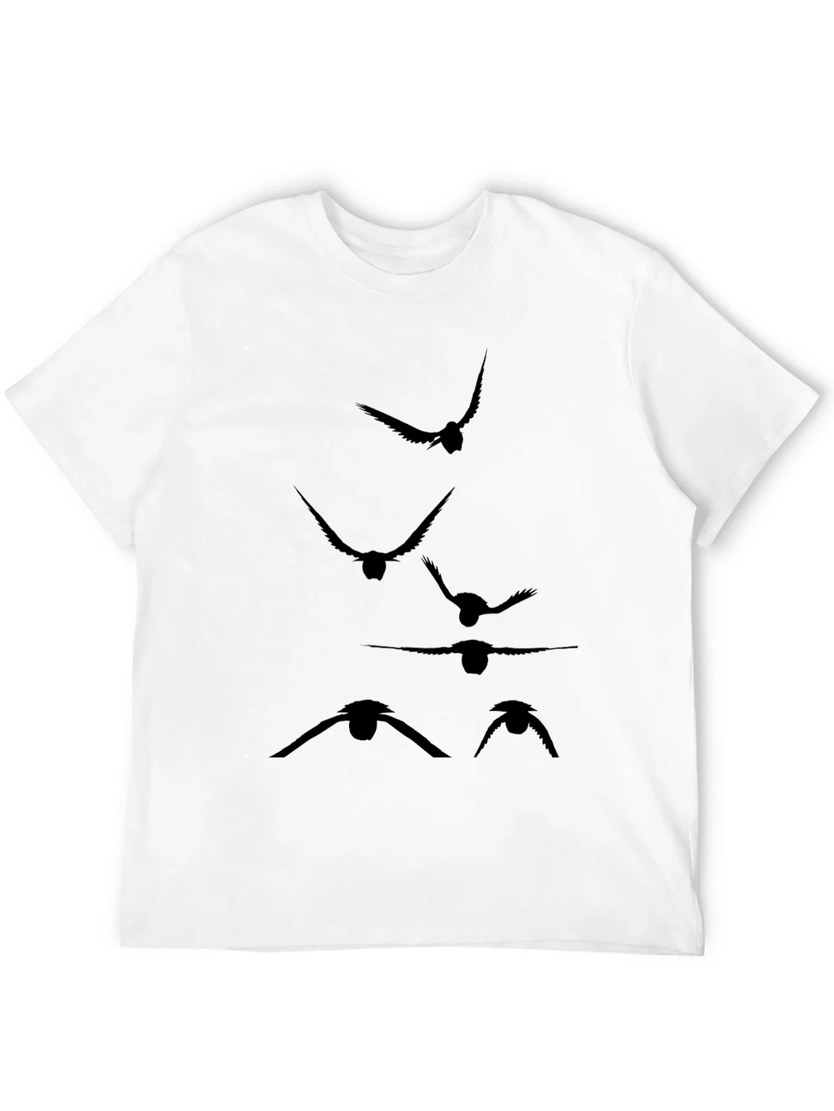 Mens Black T-Shirt with Flying Bird Silhouette Design product image 11