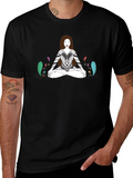 Meditative Woman Graphic Tee - Black Cotton T-Shirt product image 1