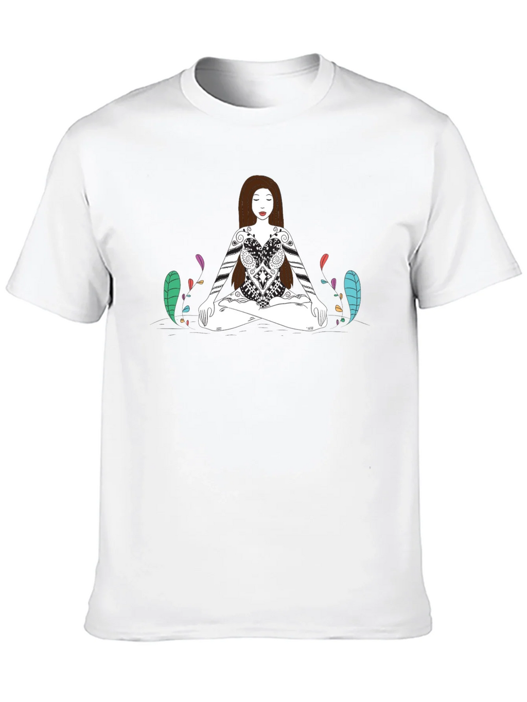Meditative Woman Graphic Tee - Black Cotton T-Shirt product image 9