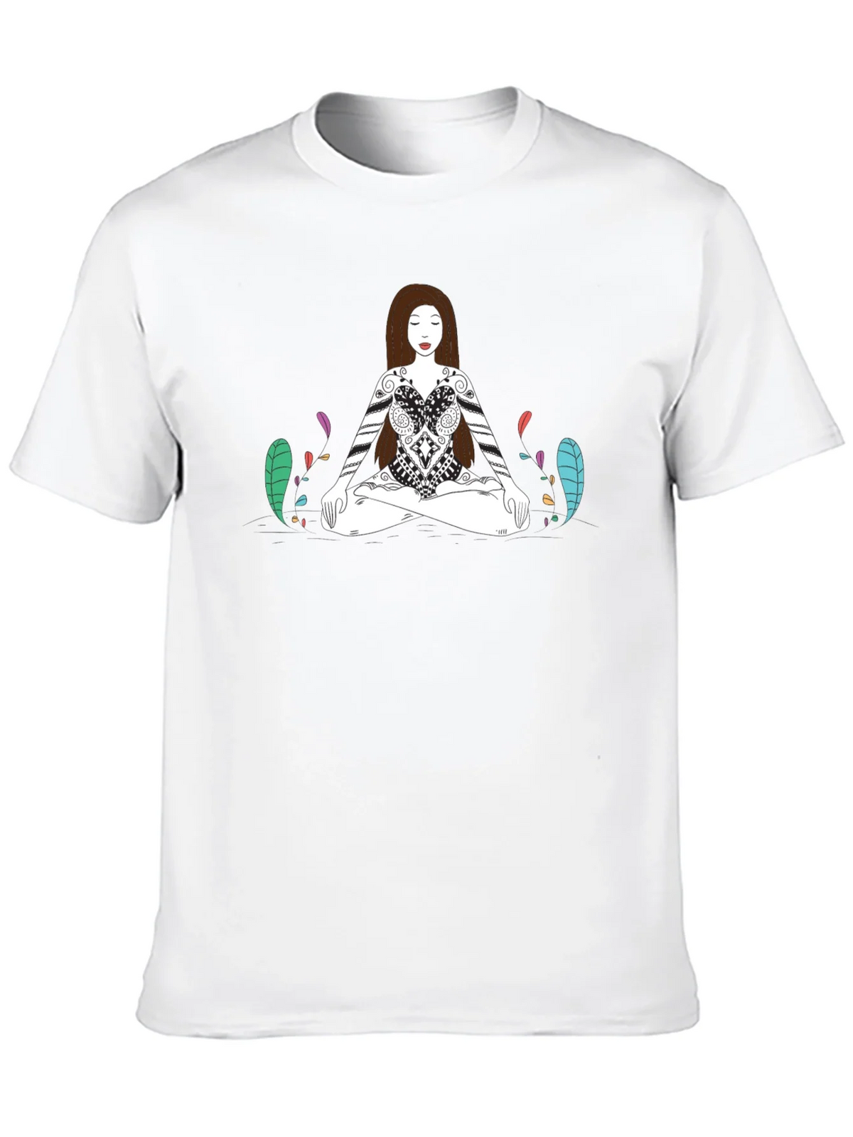 Meditative Woman Graphic Tee - Black Cotton T-Shirt product image 9