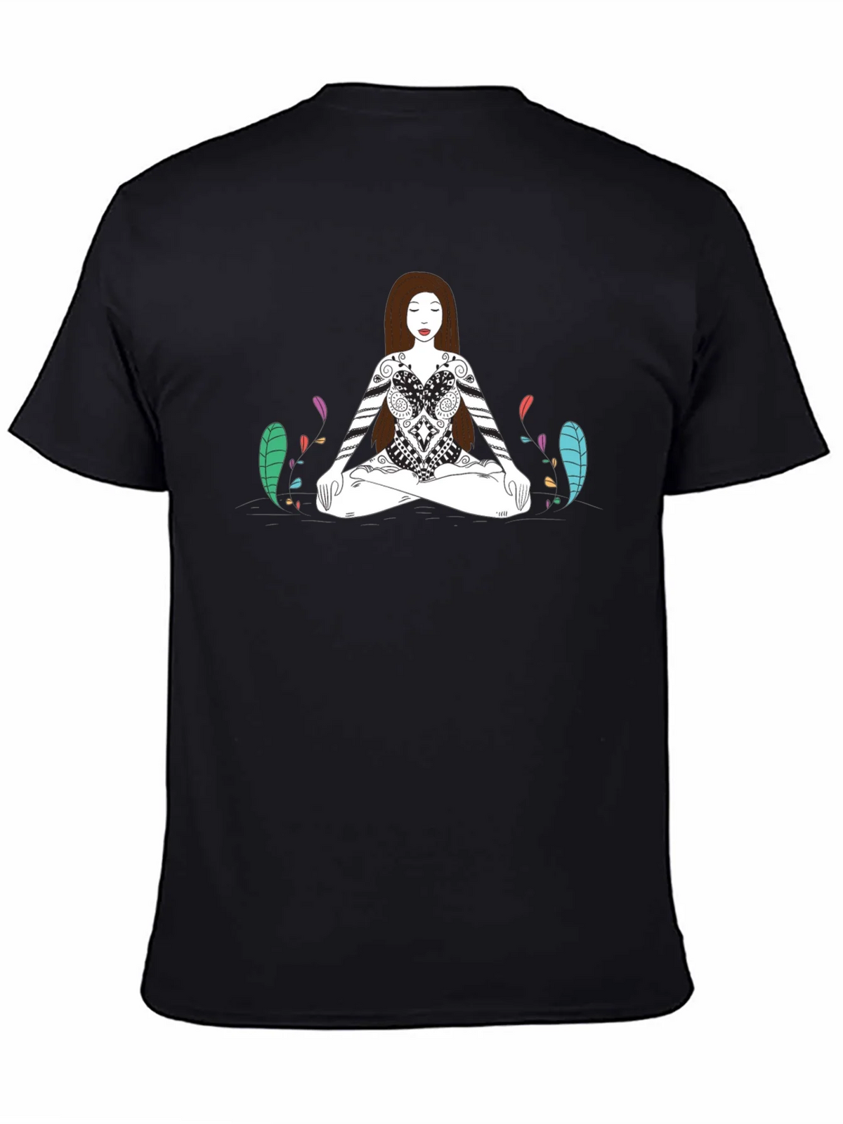 Meditative Woman Graphic Tee - Black Cotton T-Shirt product image 4