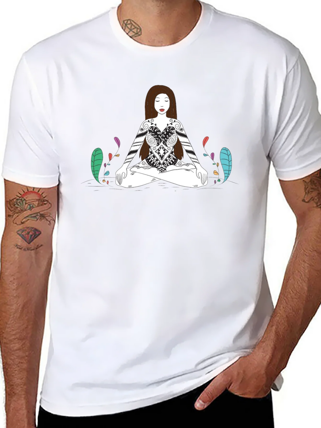 Meditative Woman Graphic Tee - Black Cotton T-Shirt product image 7
