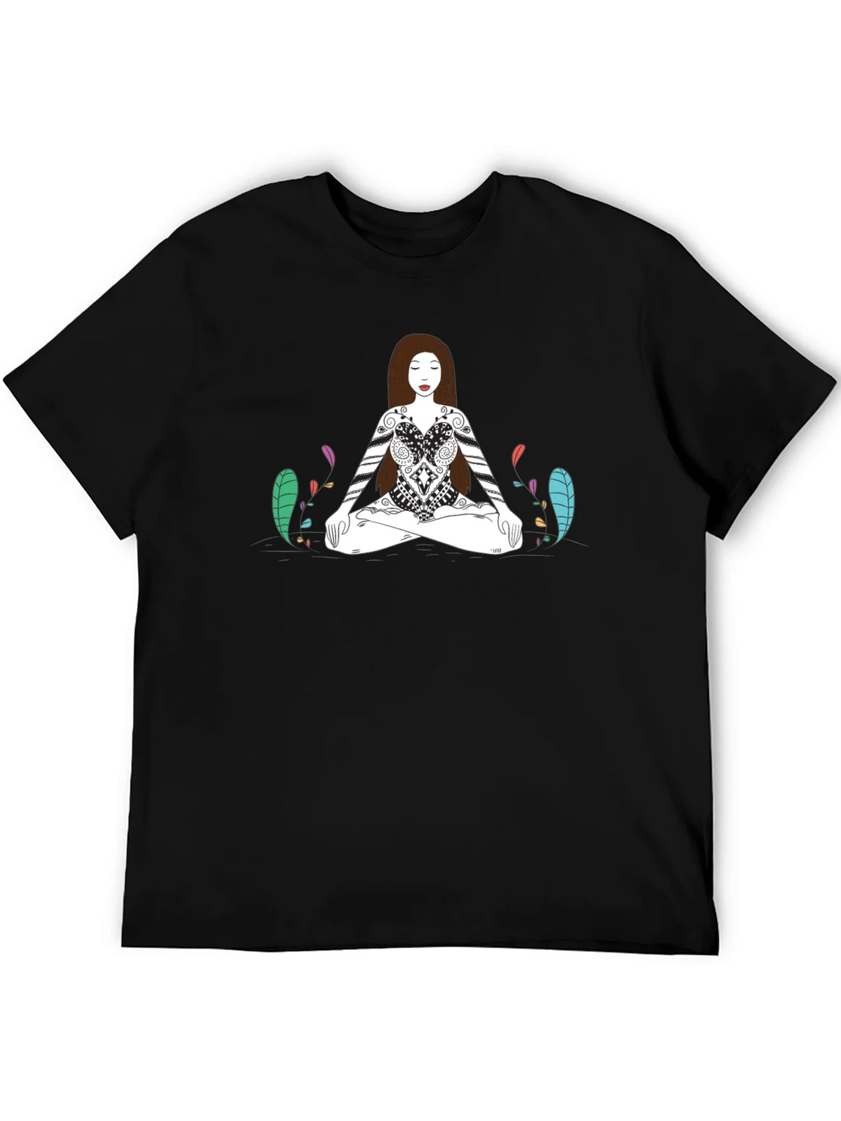 Meditative Woman Graphic Tee - Black Cotton T-Shirt product image 5