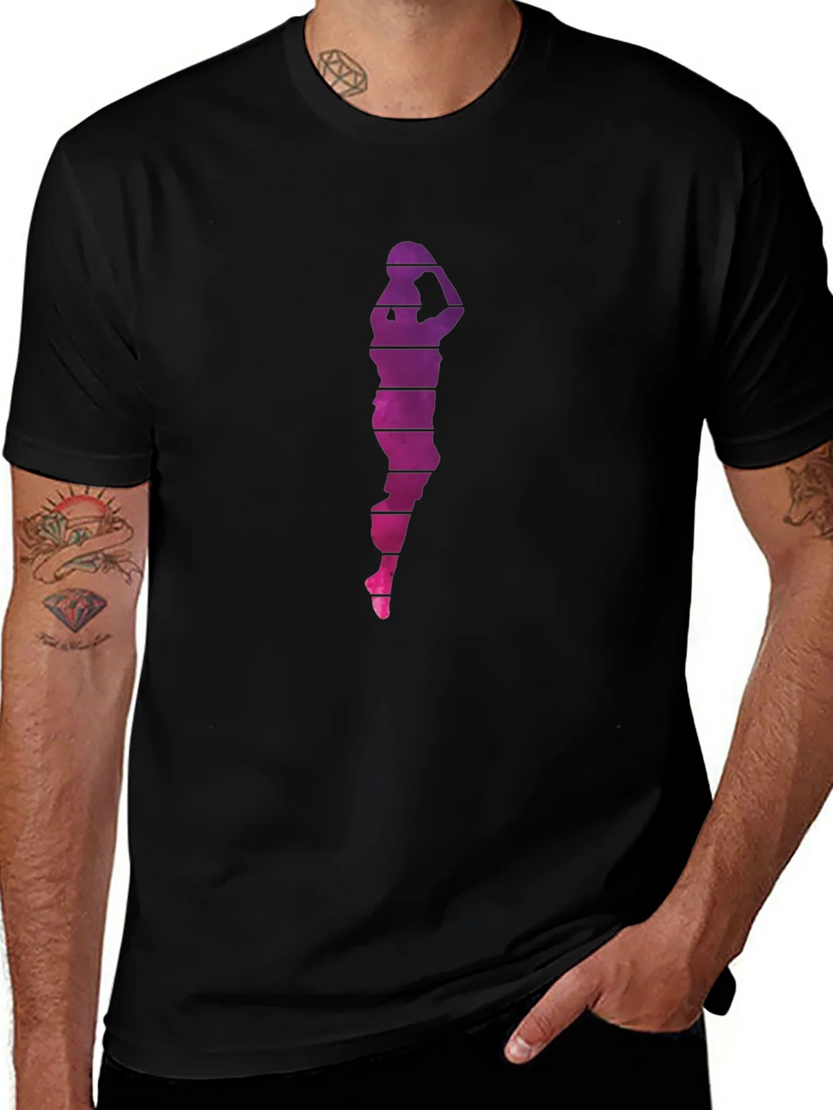 Basketball Player Graphic Tee - Black Cotton Blend product image 1