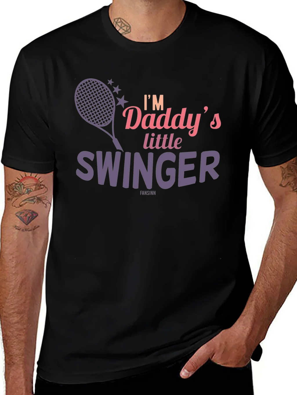 Daddys Little Swinger T-Shirt Funny Tennis Tee product image 1