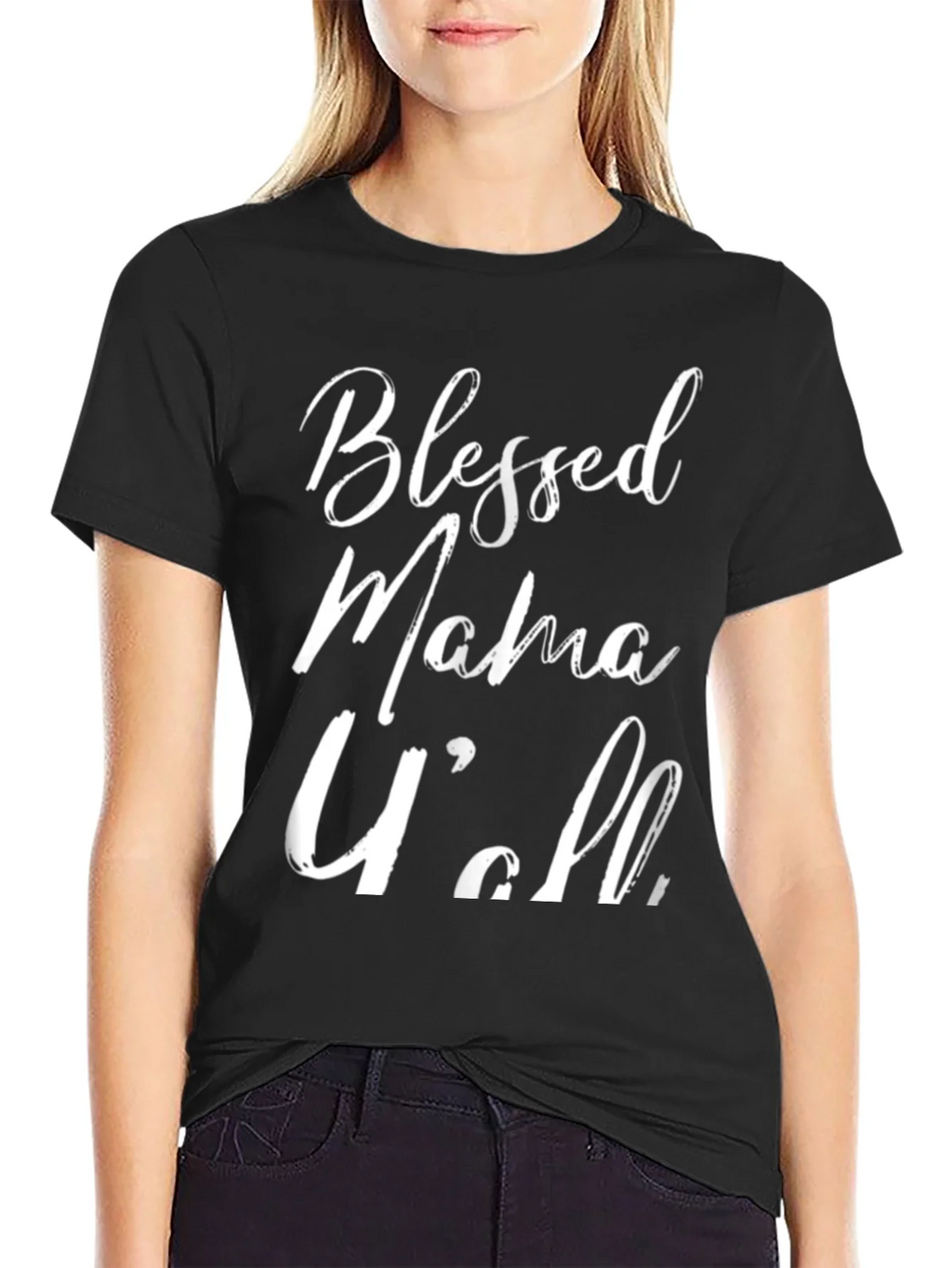 Blessed Mama Yall Black Graphic Tee product image 2