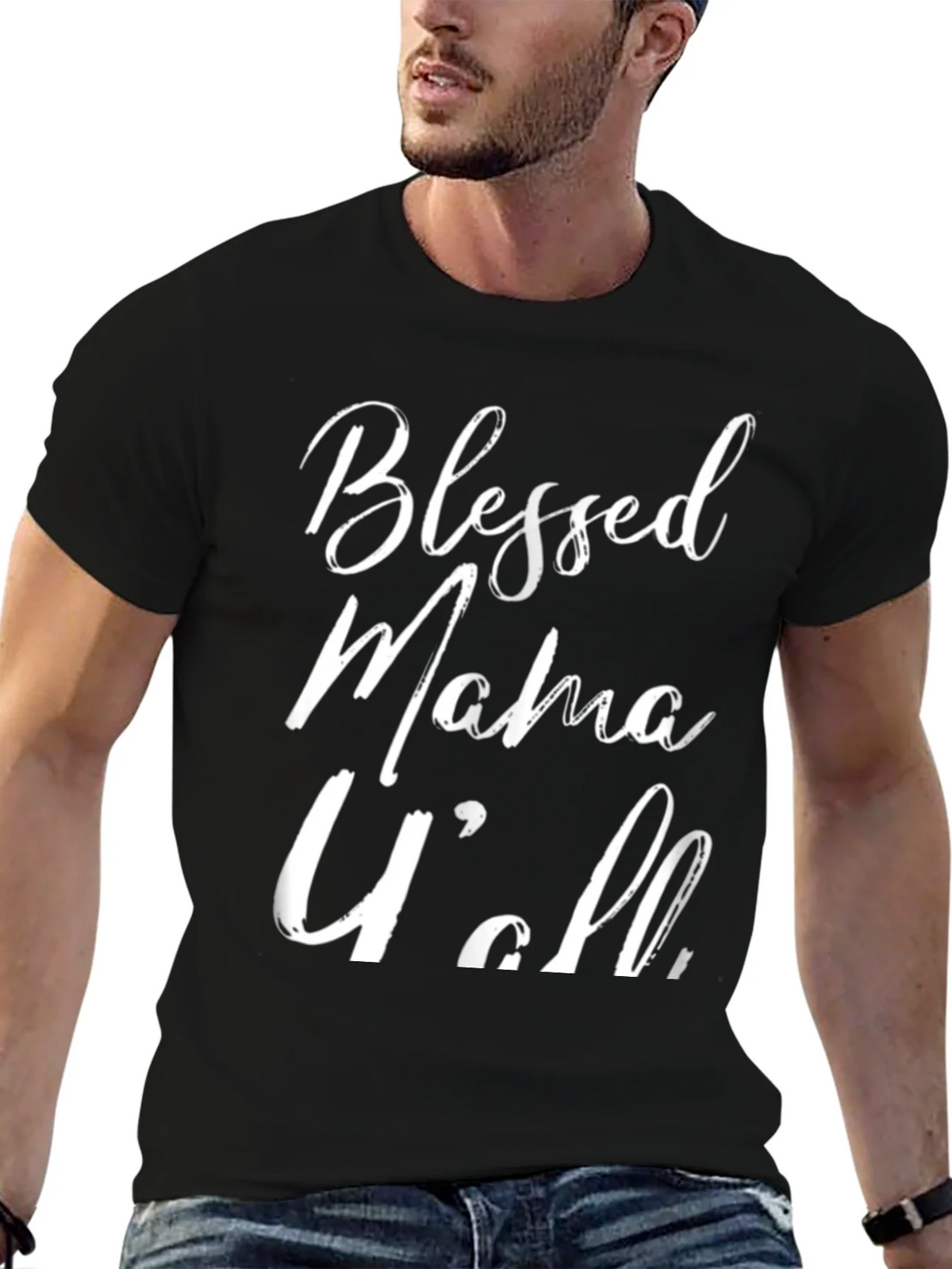 Blessed Mama Yall Black Graphic Tee product image 6