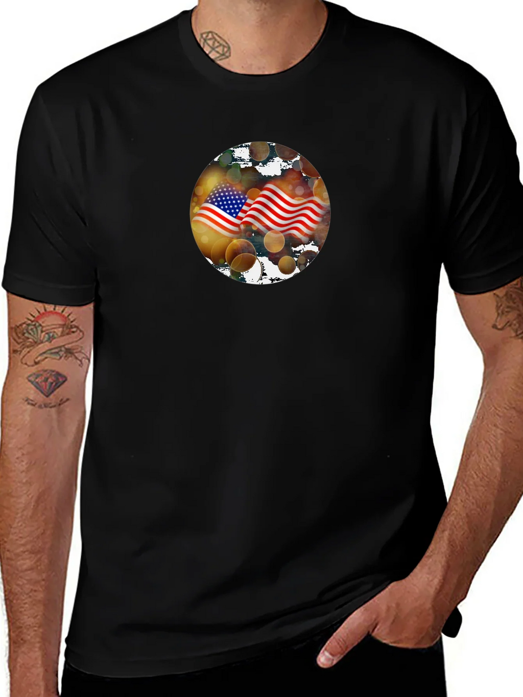 American Flag Graphic Black T-Shirt product image 1