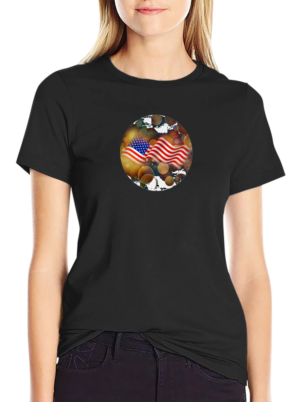 American Flag Graphic Black T-Shirt product image 2