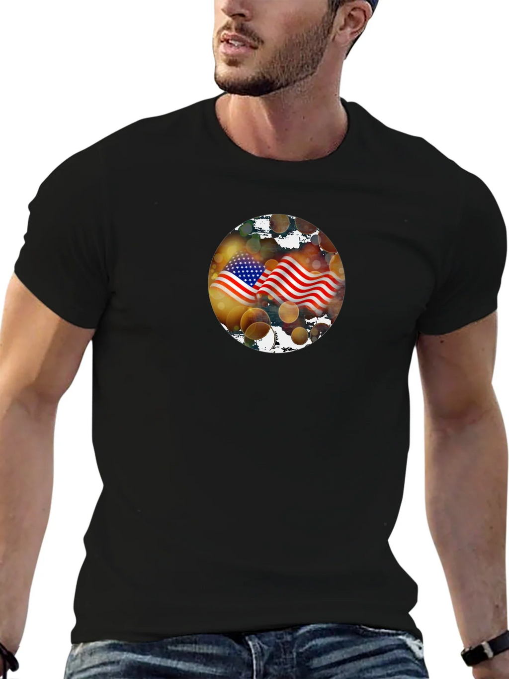 American Flag Graphic Black T-Shirt product image 6