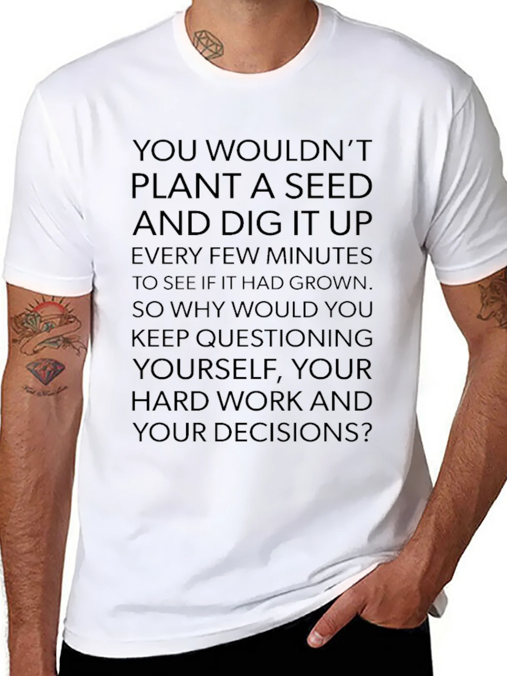 Motivational Seed Planting Quote Black T-Shirt product image 7