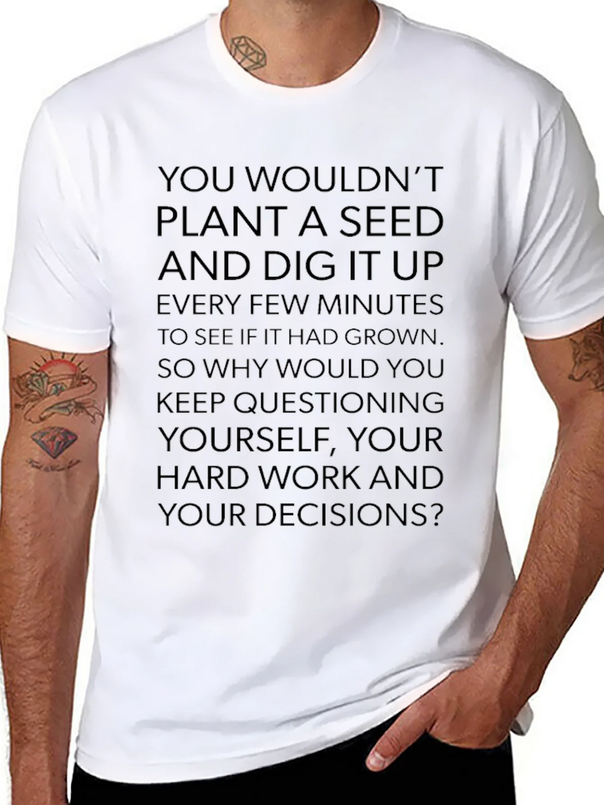 Motivational Seed Planting Quote Black T-Shirt product image 7
