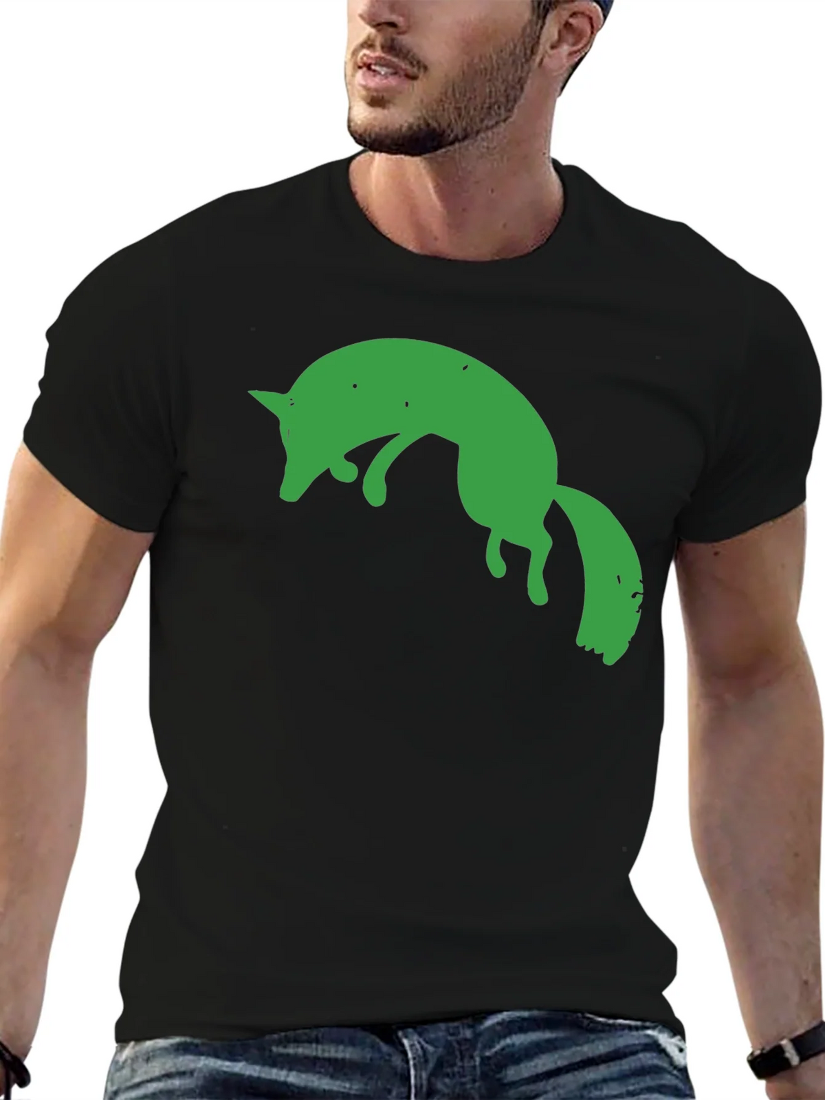 Green Fox Graphic Black T-Shirt product image 6