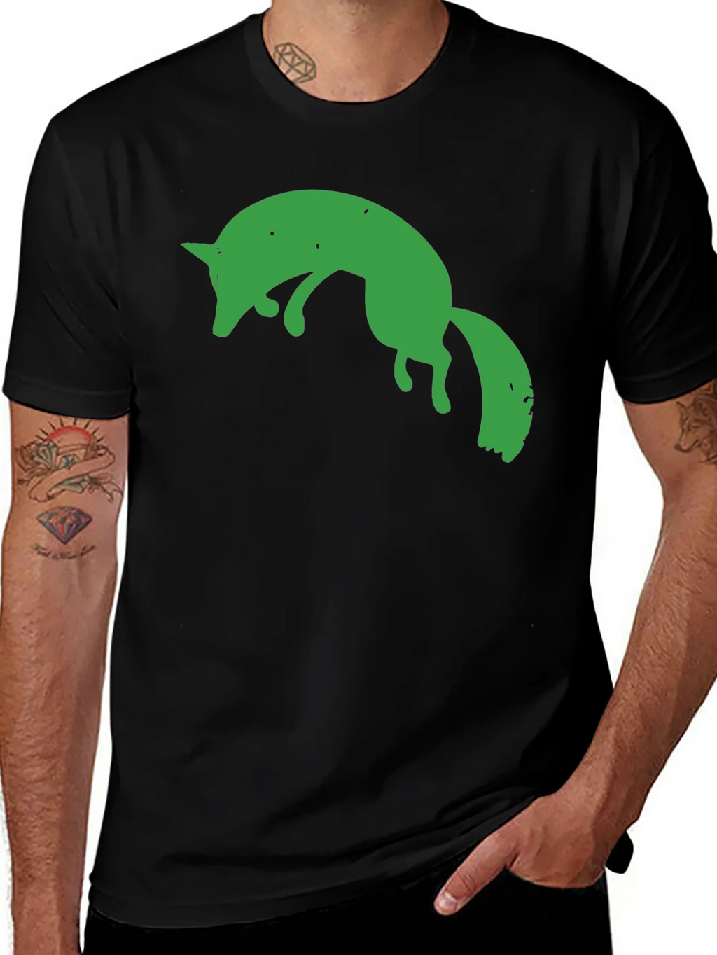 Green Fox Graphic Black T-Shirt product image 1