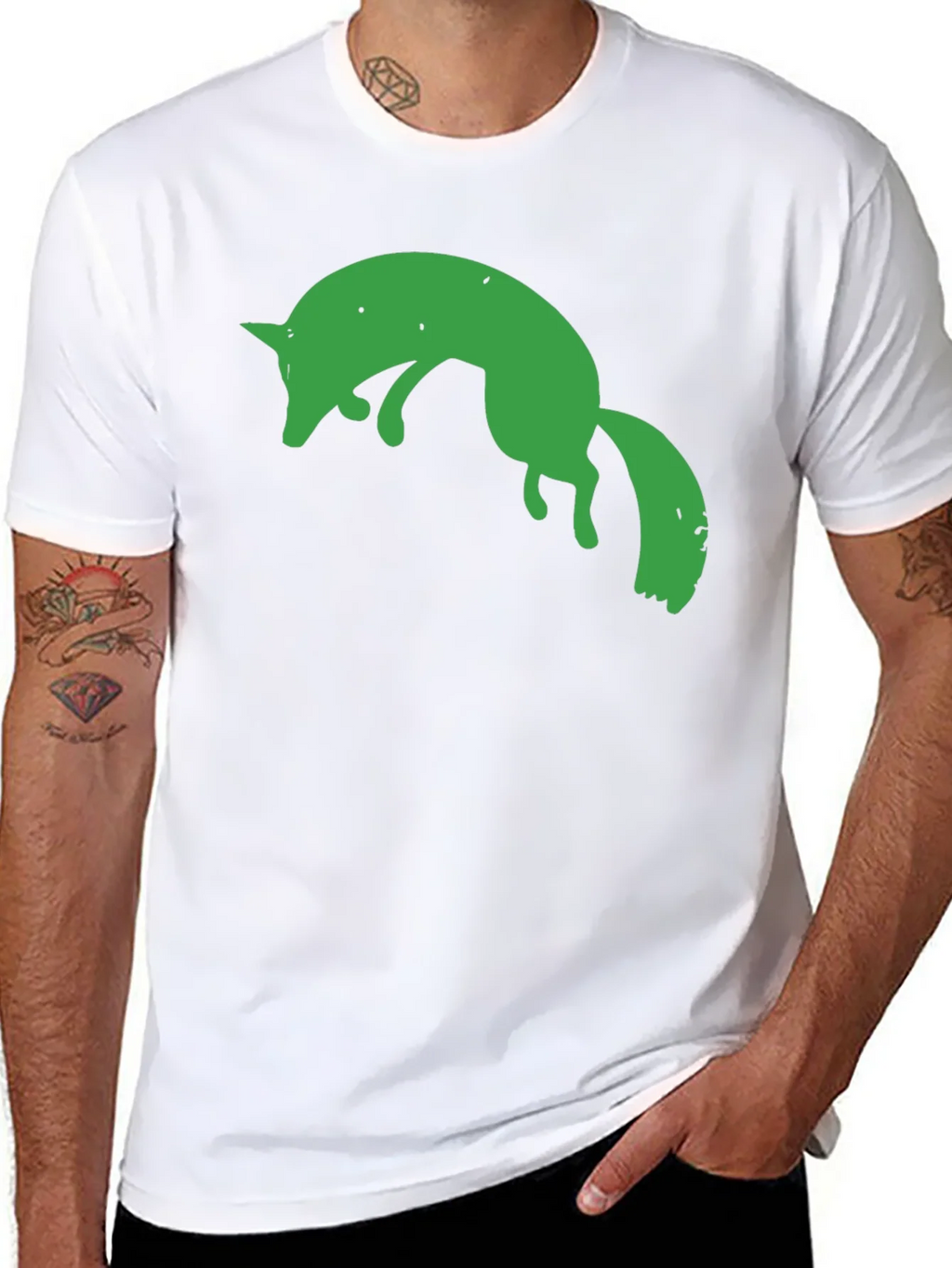 Green Fox Graphic Black T-Shirt product image 7