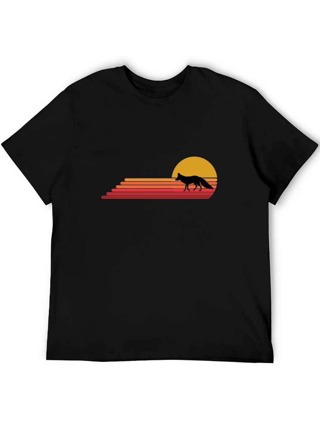 Retro Fox Sunset T-Shirt - Black product image 5