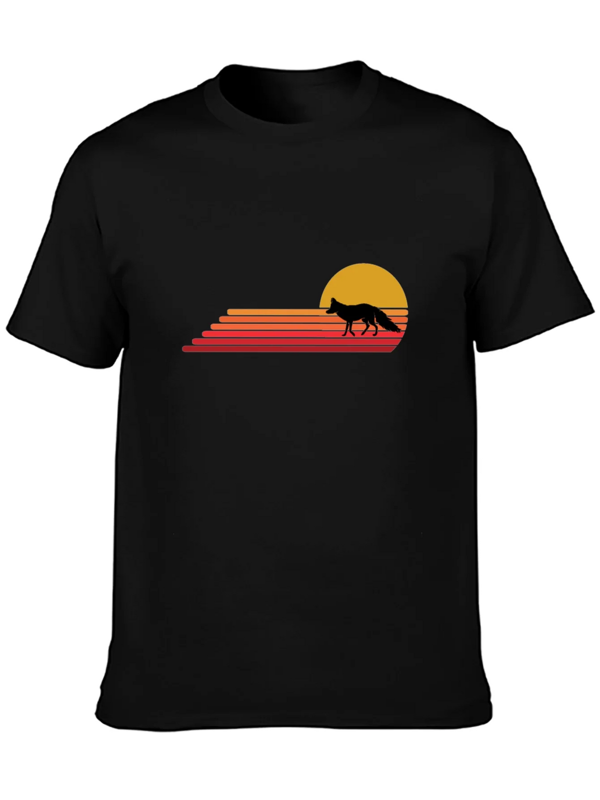 Retro Fox Sunset T-Shirt - Black product image 3