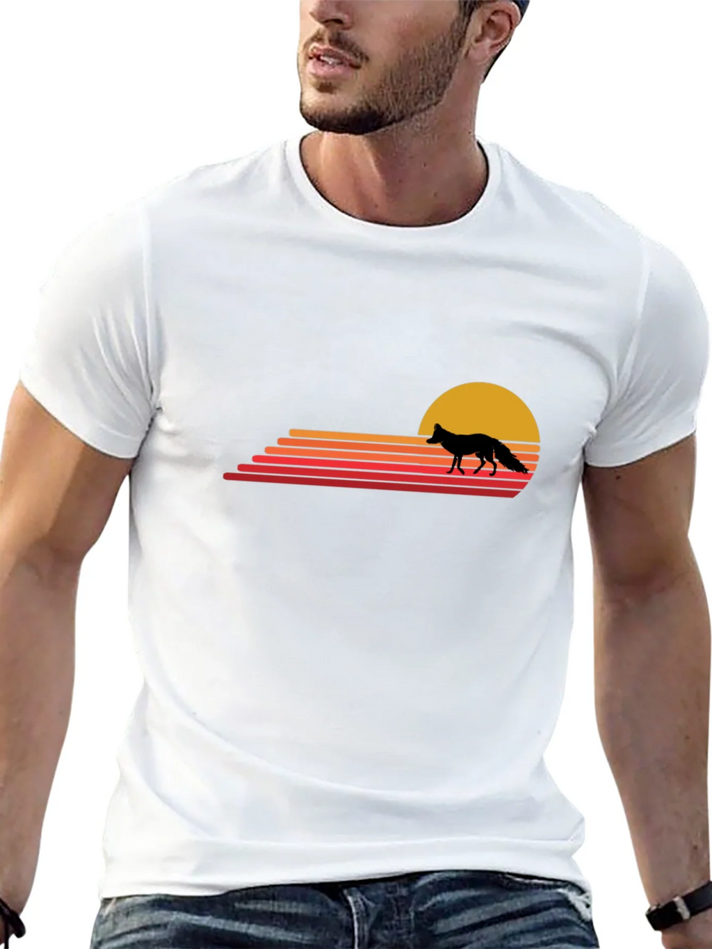 Retro Fox Sunset T-Shirt - Black product image 12