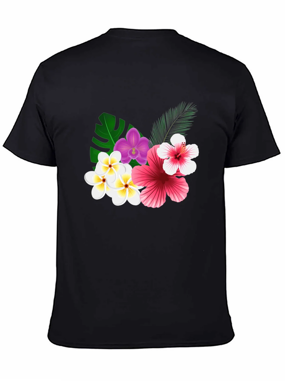 Tropical Floral Print Black T-Shirt product image 4
