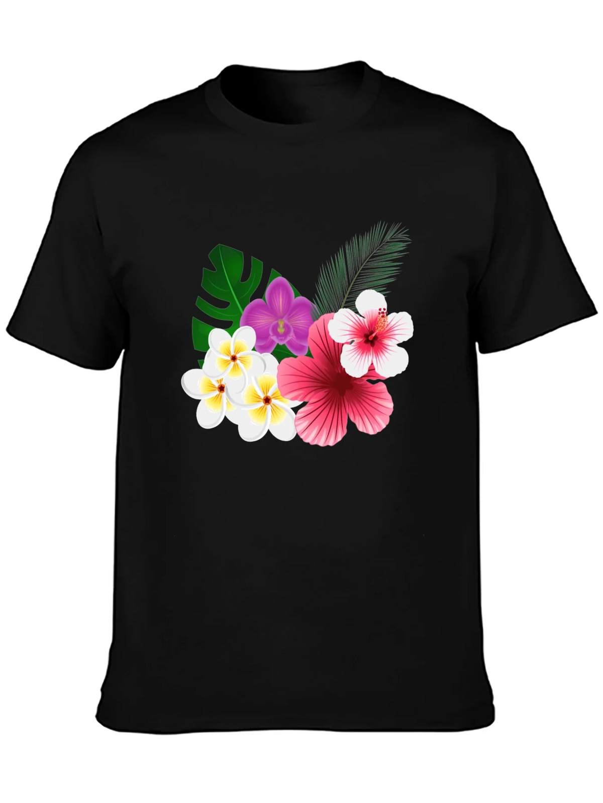 Tropical Floral Print Black T-Shirt product image 3
