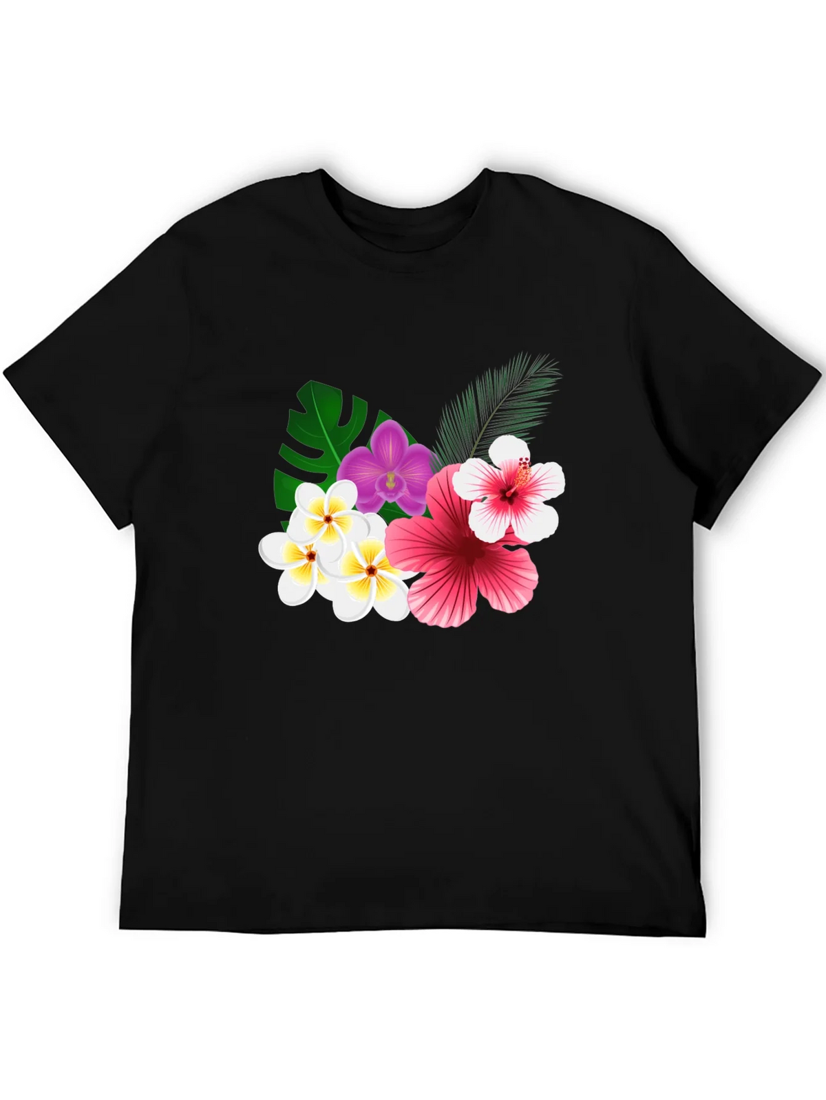Tropical Floral Print Black T-Shirt product image 5