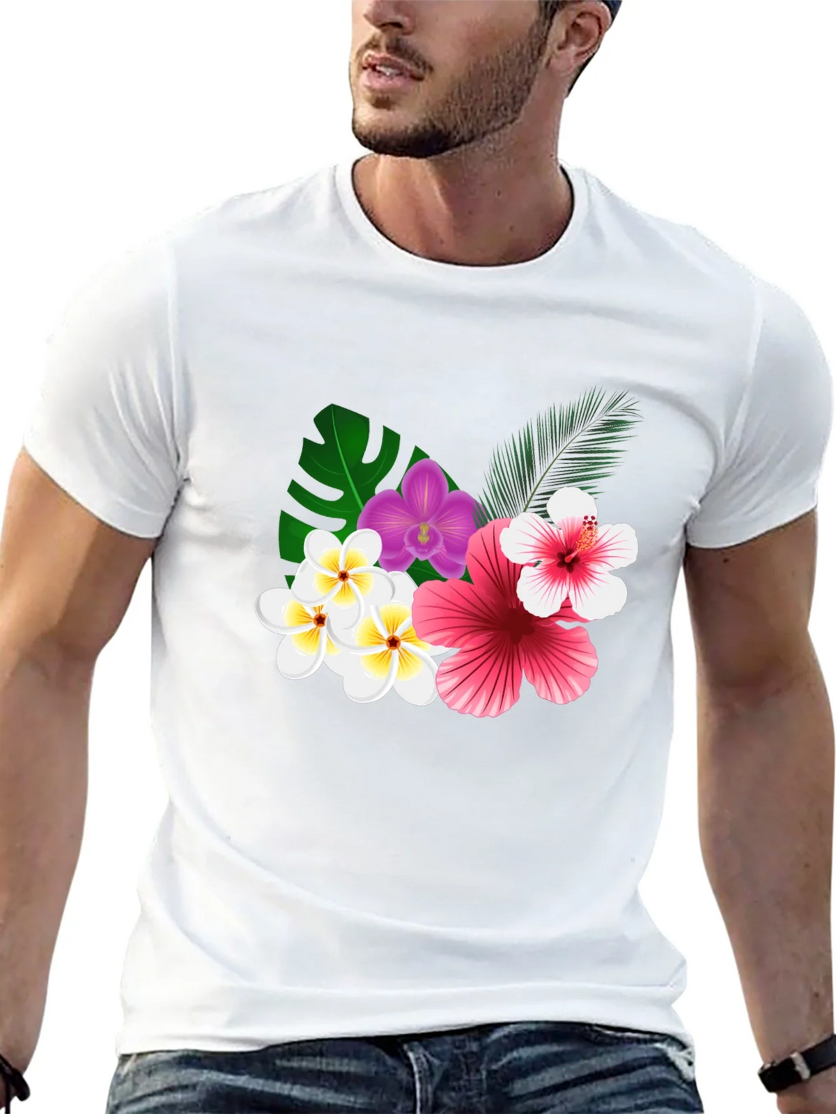 Tropical Floral Print Black T-Shirt product image 12