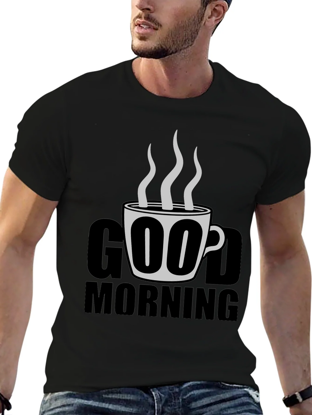 Good Morning Coffee Graphic Tee - Black product image 6