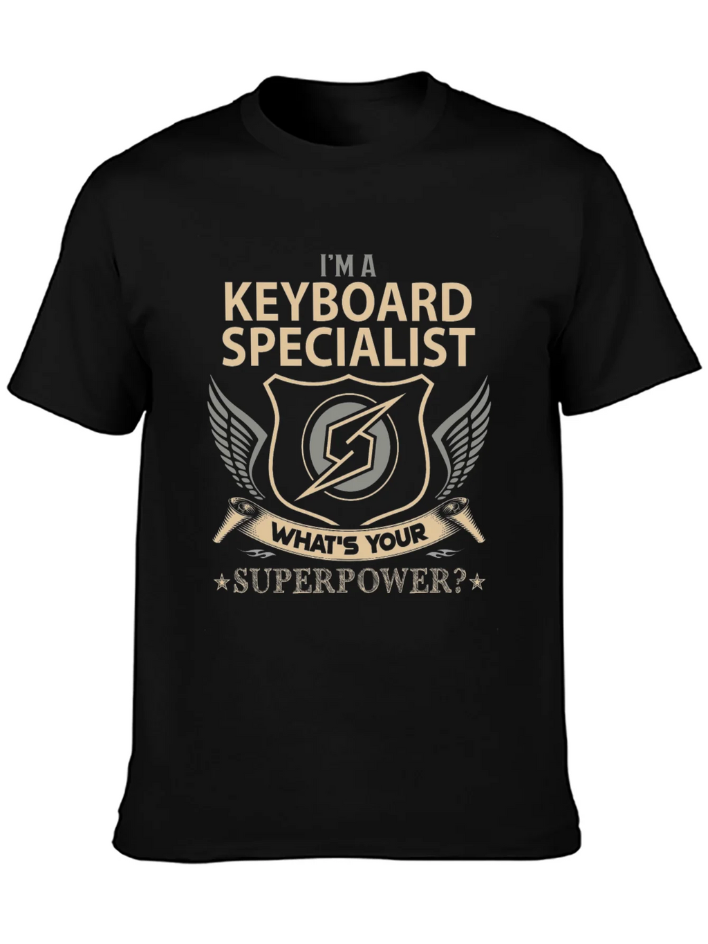 Keyboard Specialist Superpower T-Shirt - Black Cotton Tee product image 3