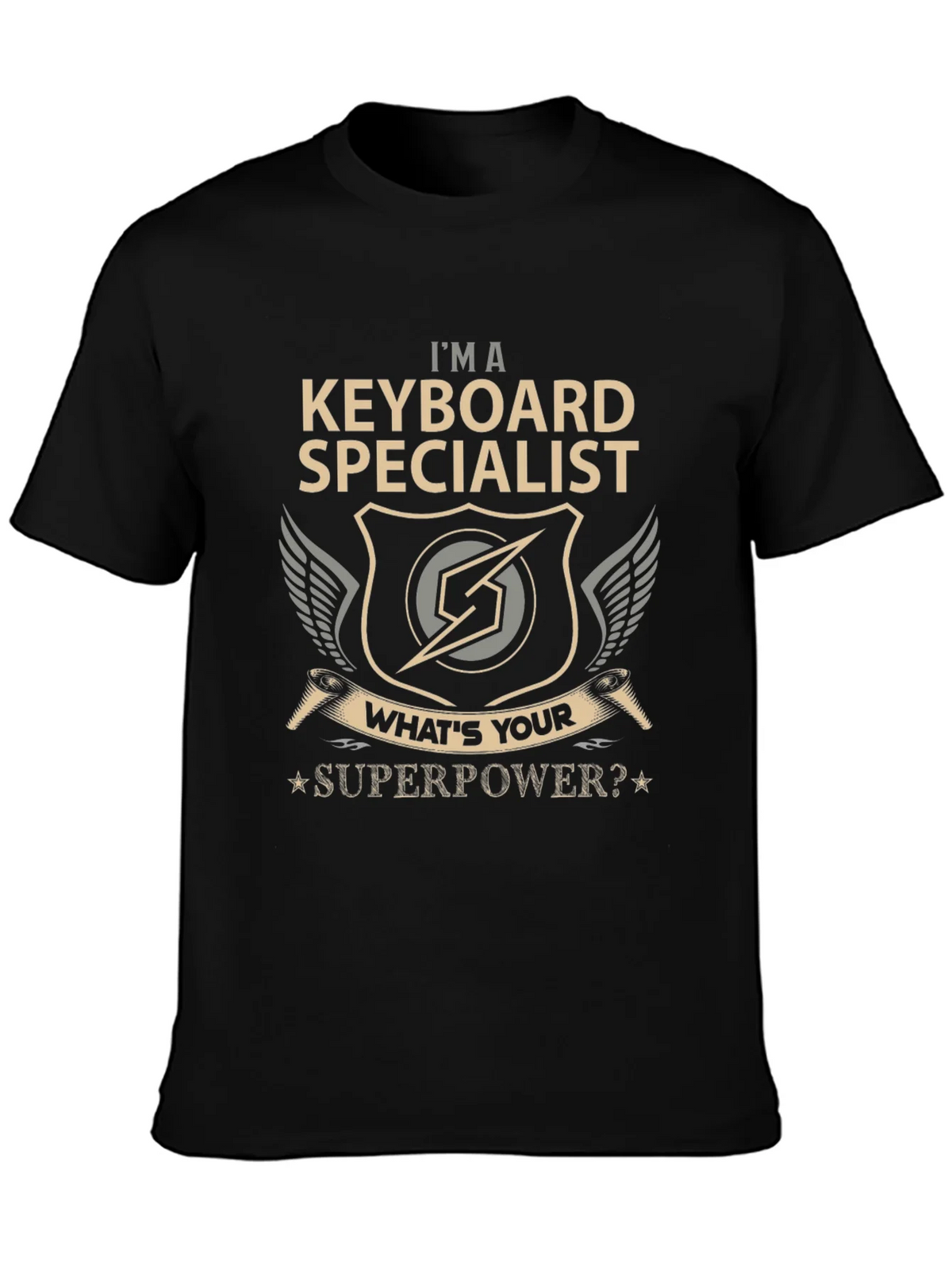 Keyboard Specialist Superpower T-Shirt - Black Cotton Tee product image 3