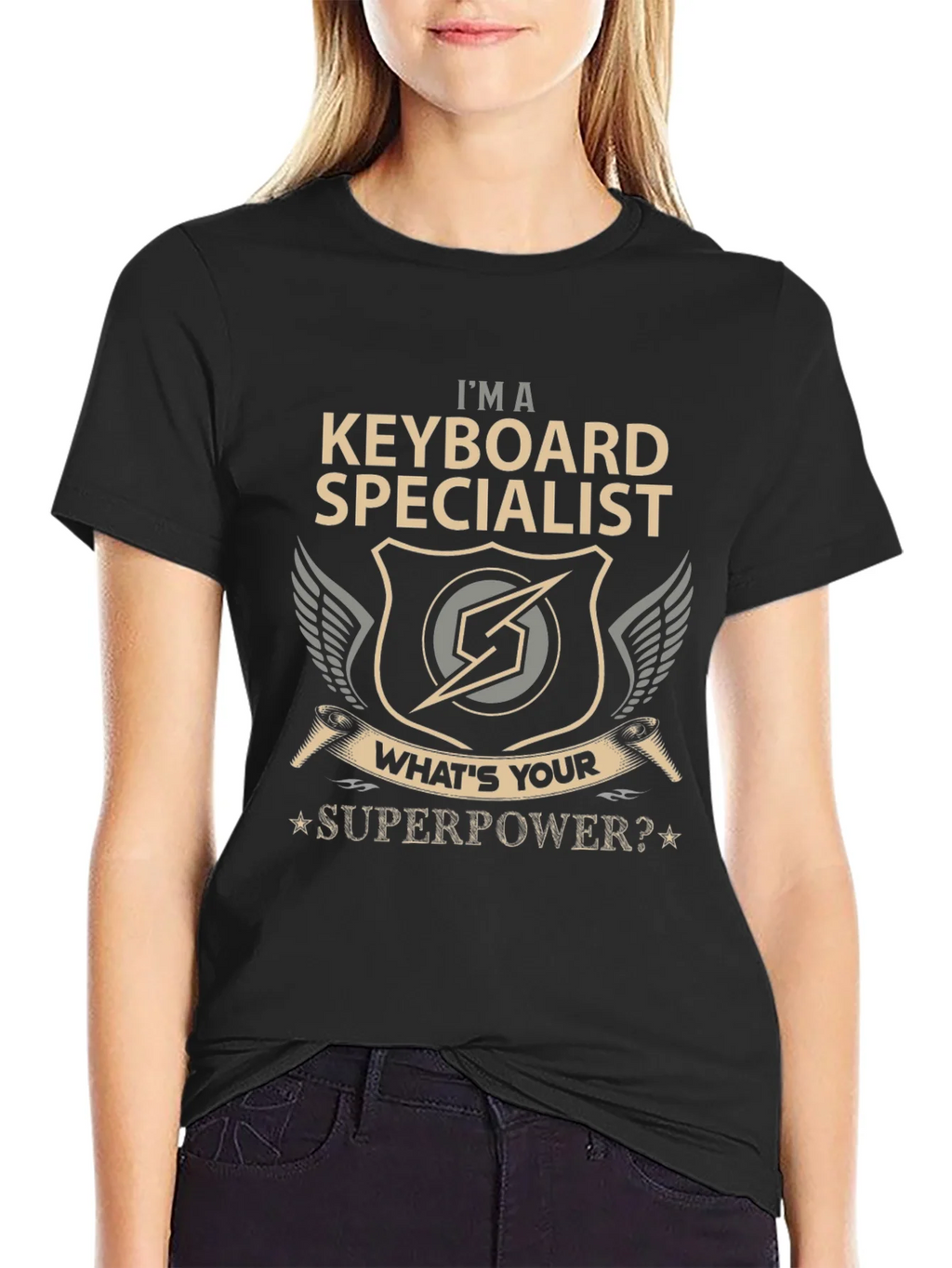 Keyboard Specialist Superpower T-Shirt - Black Cotton Tee product image 2