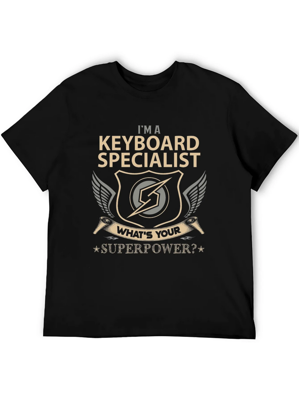 Keyboard Specialist Superpower T-Shirt - Black Cotton Tee product image 5