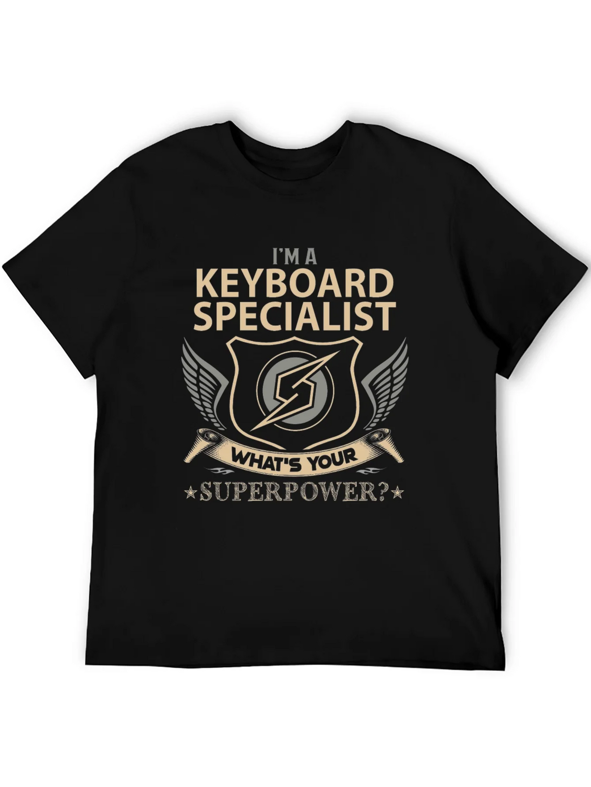 Keyboard Specialist Superpower T-Shirt - Black Cotton Tee product image 5