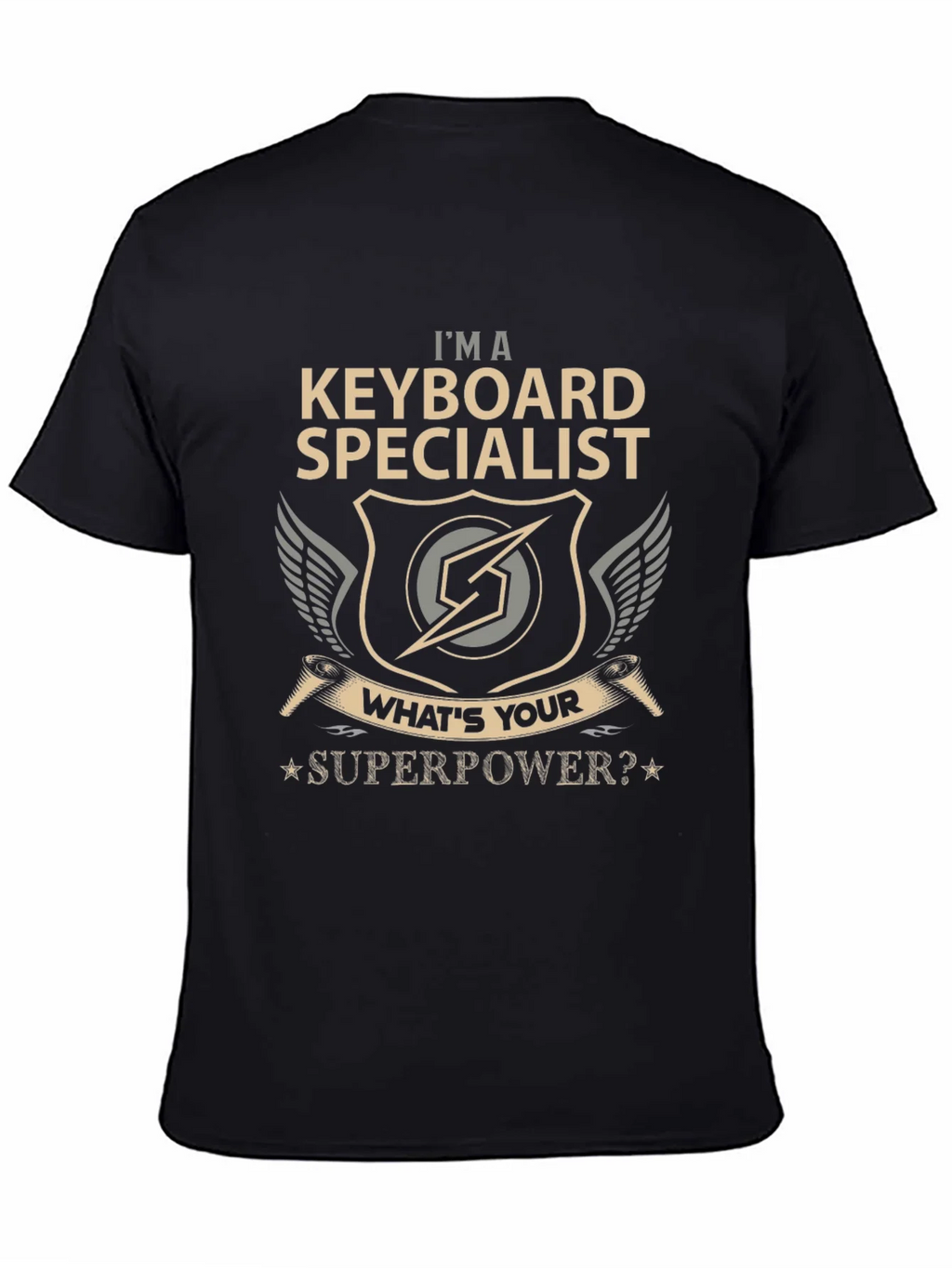 Keyboard Specialist Superpower T-Shirt - Black Cotton Tee product image 4