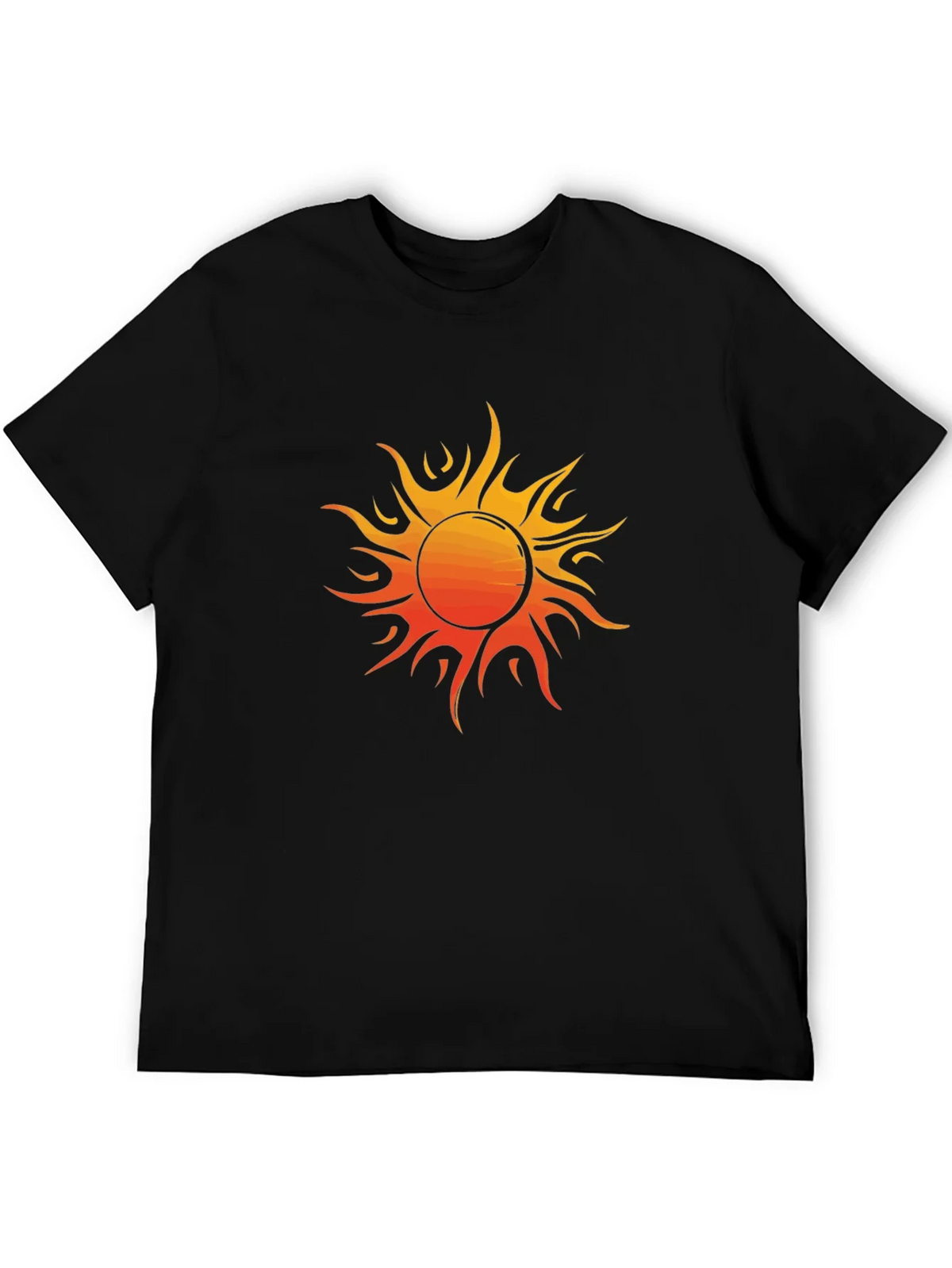 Fiery Sun Graphic Tee - Bold Black Cotton Shirt product image 5