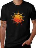 Fiery Sun Graphic Tee - Bold Black Cotton Shirt product image 1