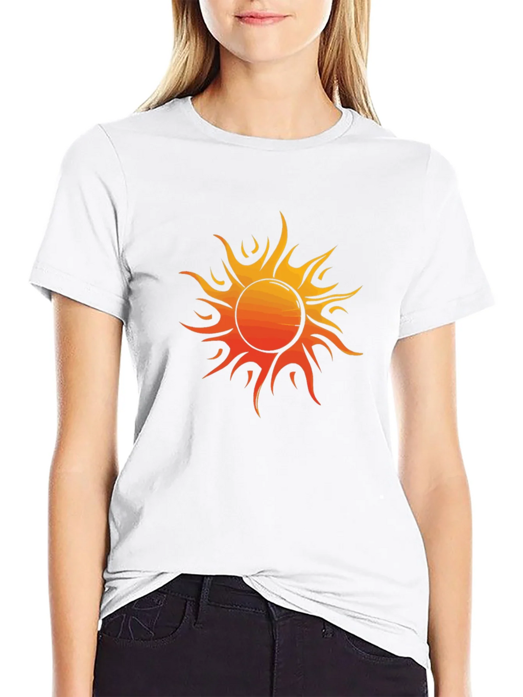 Fiery Sun Graphic Tee - Bold Black Cotton Shirt product image 8