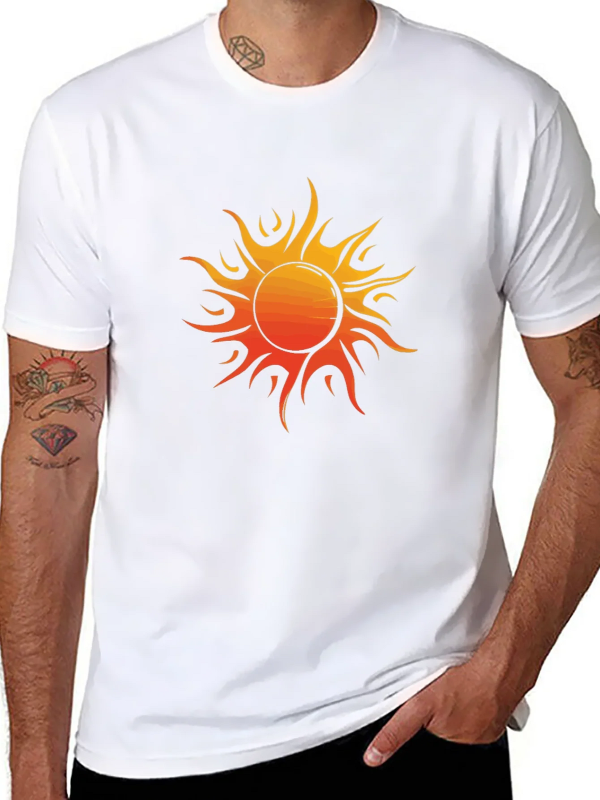 Fiery Sun Graphic Tee - Bold Black Cotton Shirt product image 7