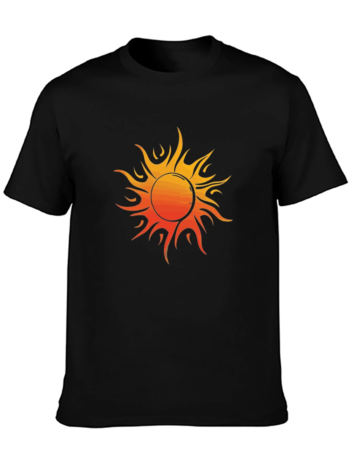 Fiery Sun Graphic Tee - Bold Black Cotton Shirt product image 3