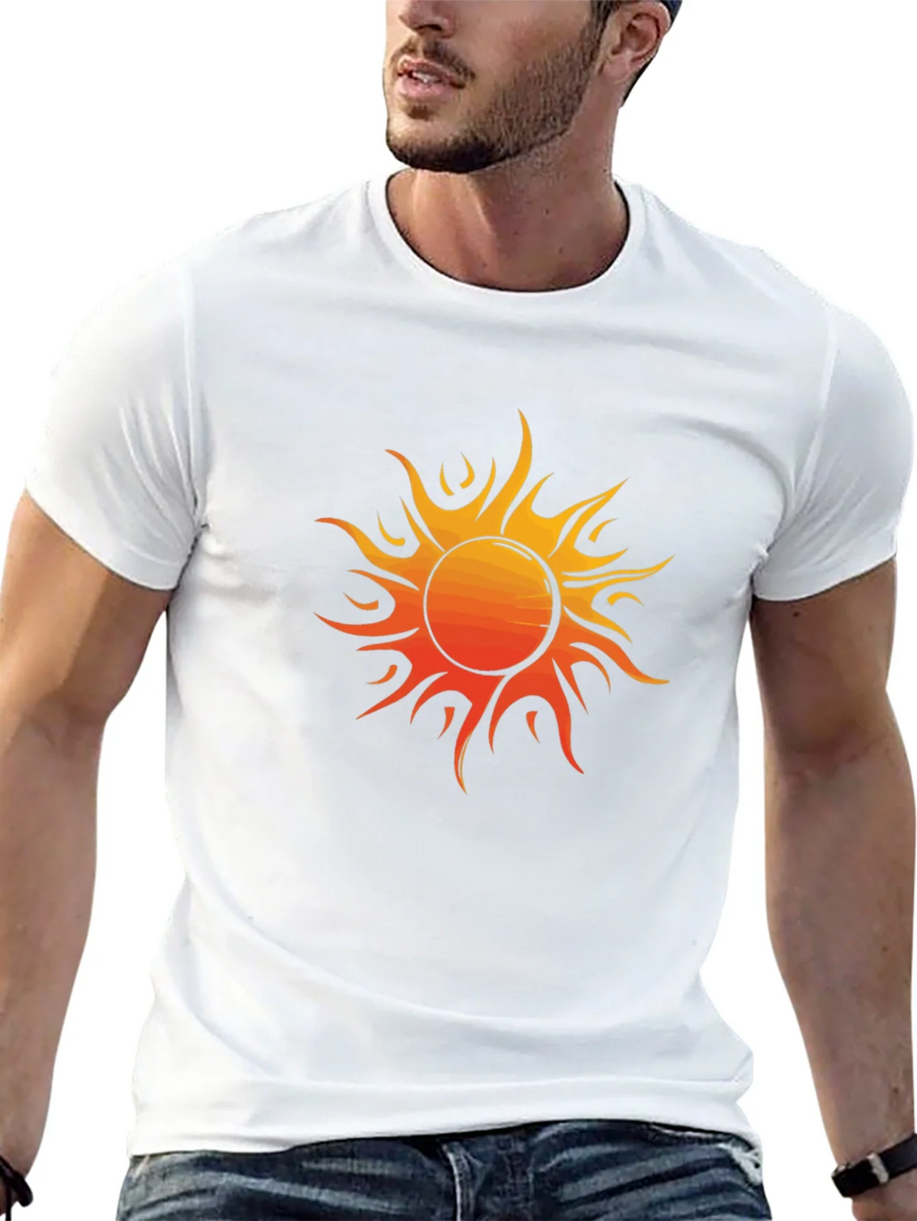Fiery Sun Graphic Tee - Bold Black Cotton Shirt product image 12