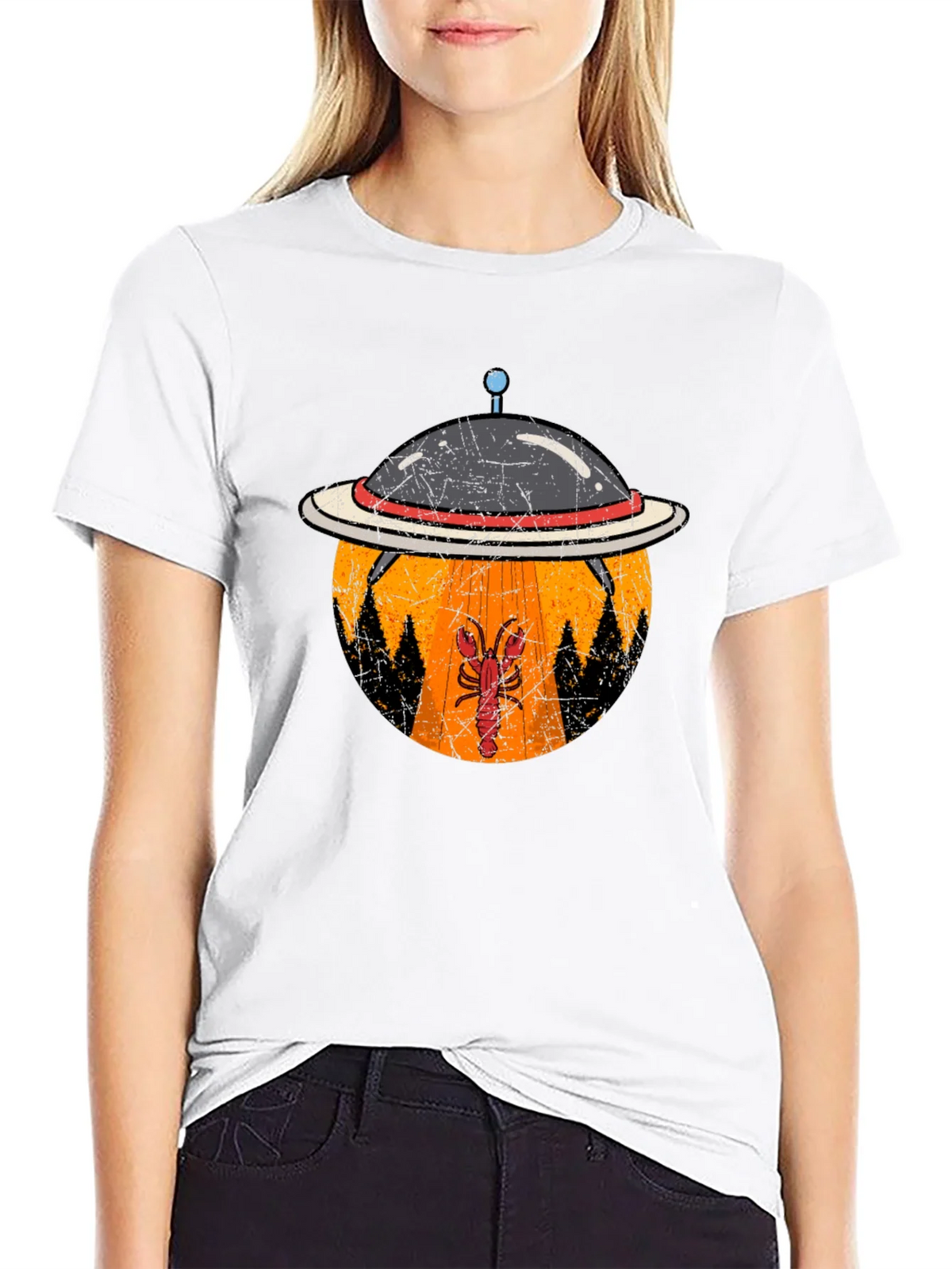 Lobster Abduction T-Shirt: UFO Beam Design product image 5