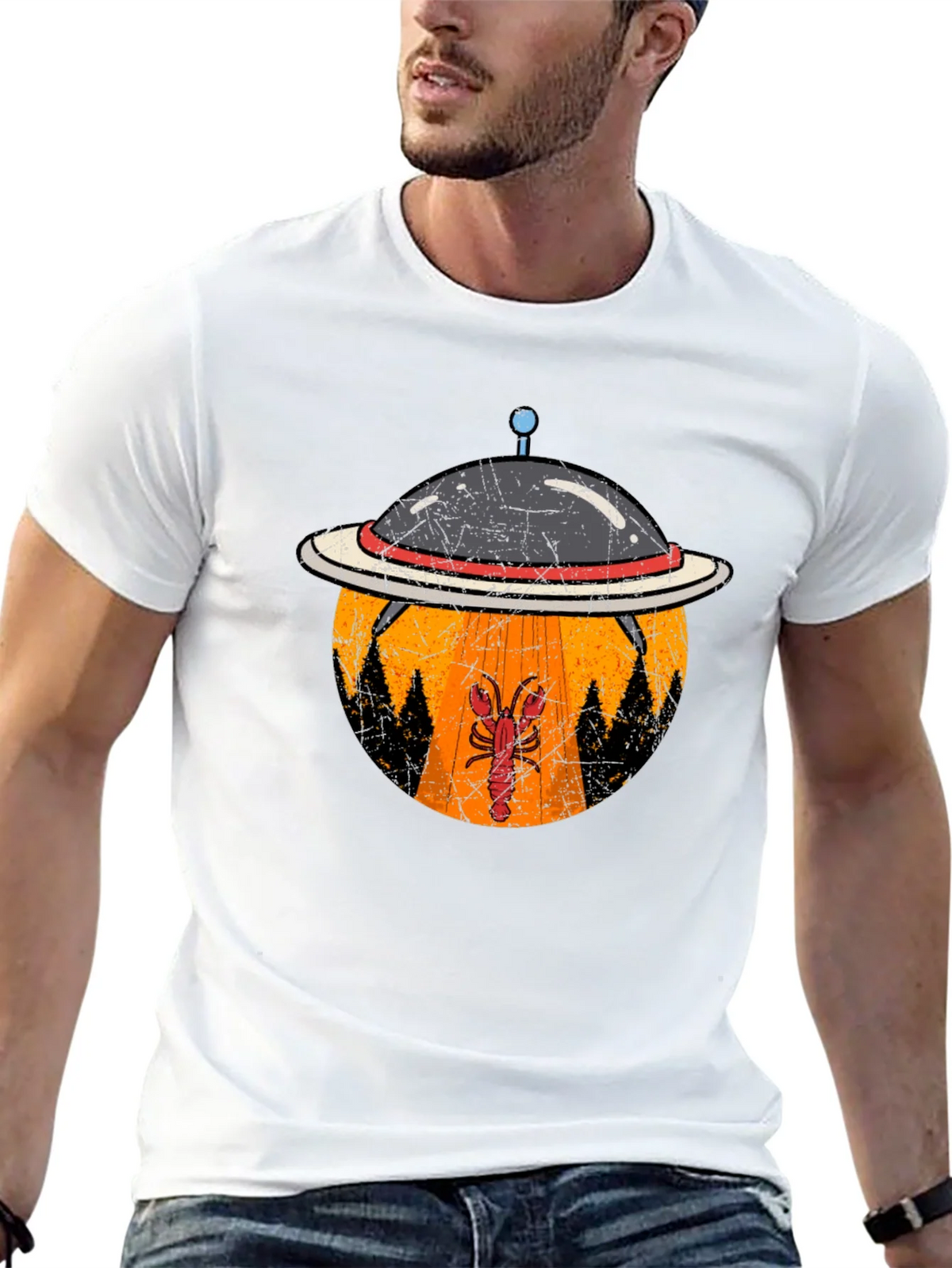 Lobster Abduction T-Shirt: UFO Beam Design product image 9