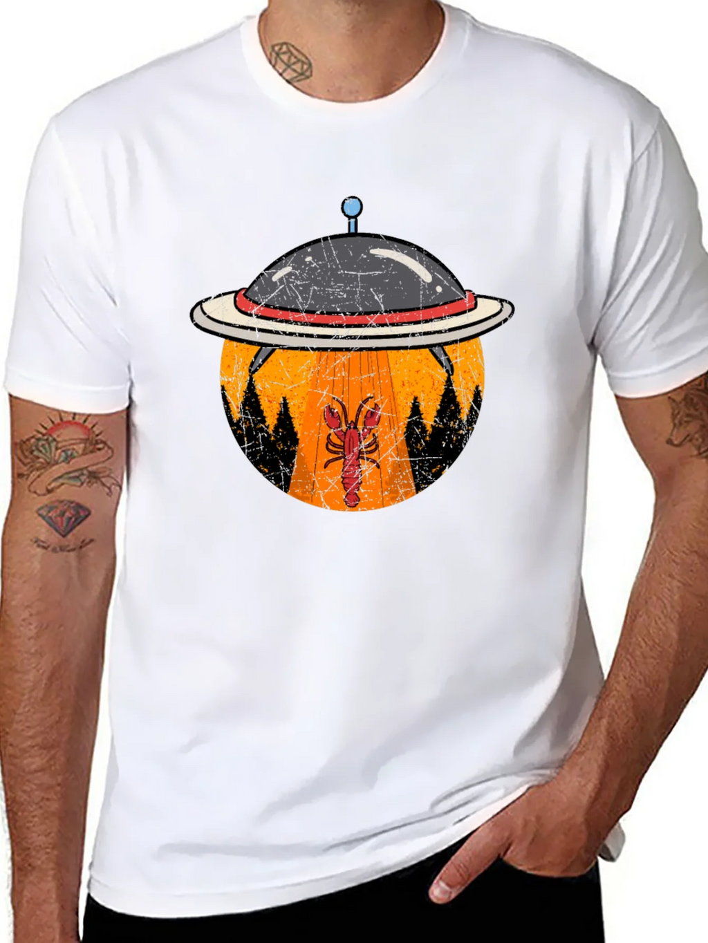 Lobster Abduction T-Shirt: UFO Beam Design product image 4