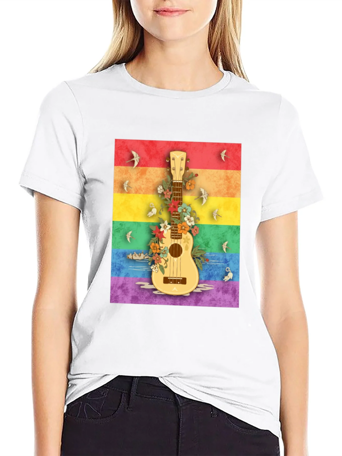Rainbow Ukulele Graphic Tee product image 8